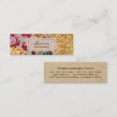 パーソナライズな花の生地のパッチワーク(金ゴールド) スキニー名刺 (正面/裏面)