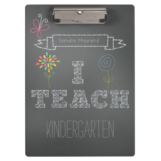 パーソナライズな花の黒板私はクリップボードを教えます クリップボード (正面)
