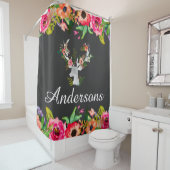 パーソナライズな花のBohoのシカのBathのシャワー・カーテン シャワーカーテン (インサイチュ)