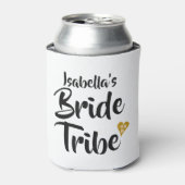 パーソナライズな花嫁の種族の金ゴールドの日付のハート 缶クーラー (缶正面)