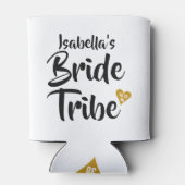 パーソナライズな花嫁の種族の金ゴールドの日付のハート 缶クーラー (裏面)