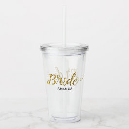 パーソナライズな花嫁の金ゴールドのグリッター アクリルタンブラー