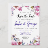 パーソナライズな花柄の保存日付の招待状 セーブザデート (正面)