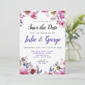 パーソナライズな花柄の保存日付の招待状 セーブザデート (スタンド正面)