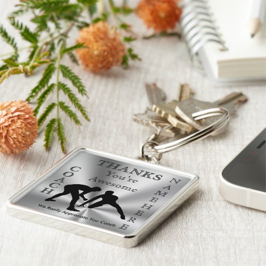 パーソナライズな苦闘するコーチをギフトありがとう キーホルダー (側面)