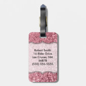 パーソナライズな荷物のラベルのばら色の金ゴールドのグリッター ラゲッジタグ (裏面縦)