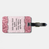 パーソナライズな荷物のラベルのばら色の金ゴールドのグリッター ラゲッジタグ (裏面横)