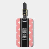 パーソナライズな荷物のラベル|の珊瑚のピンクの（紋章の）フラ・ダ・リ ラゲッジタグ (正面縦)