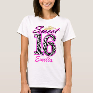 パーソナライズな菓子16のティアラおよびシマウマのプリント Tシャツ