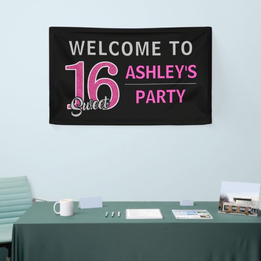 パーソナライズな菓子16の16ショッキングピンクの歓迎 横断幕 (トレードショー)