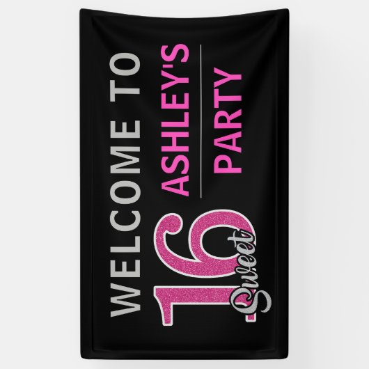 パーソナライズな菓子16の16ショッキングピンクの歓迎 横断幕 (縦)