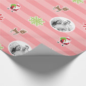 パーソナライズな薄赤のクリスマスの文字意匠 ラッピングペーパー (角)