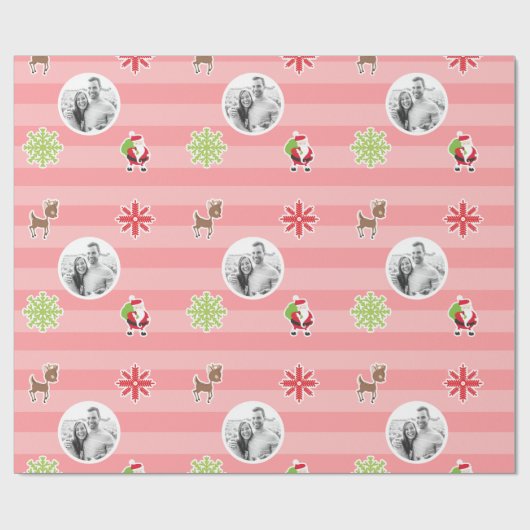 パーソナライズな薄赤のクリスマスの文字意匠 ラッピングペーパー (フラット)