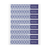 パーソナライズな藍色のイカットの白シェブロン ラップアラウンド宛名ラベル (シート)