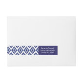 パーソナライズな藍色のイカットの白シェブロン ラップアラウンド宛名ラベル (正面)