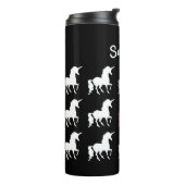 パーソナライズな虹のユニコーンの白黒パターン タンブラー (回転左)