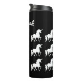 パーソナライズな虹のユニコーンの白黒パターン タンブラー (回転右)