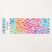 パーソナライズな虹の水彩画はパターンを去ります ヨガマット (正面(横))