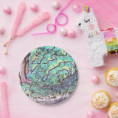 パーソナライズな虹色の美しく自然なアワビ ペーパープレート (パーティー)