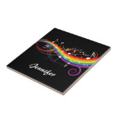 パーソナライズな虹黒の白い音楽ノート タイル (側面)