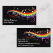 パーソナライズな虹黒の白い音楽ノート 名刺 (正面/裏面)