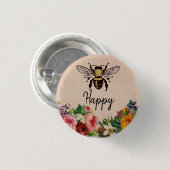 パーソナライズな蜂の幸せなボタン 缶バッジ (正面&裏面)