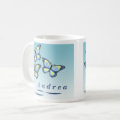 パーソナライズな蝶マグ コーヒーマグカップ (正面左)