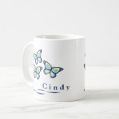 パーソナライズな蝶マグ コーヒーマグカップ (正面左)
