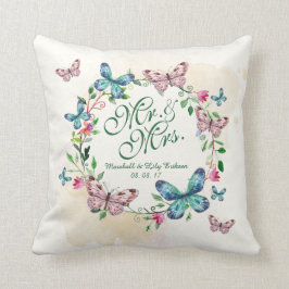 パーソナライズな蝶リースの結婚式の装飾用クッション クッション