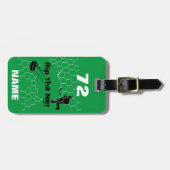 パーソナライズな裂け目純ホッケー選手の黒の緑 ラゲッジタグ (正面横)