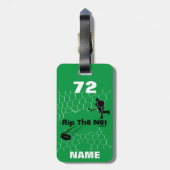 パーソナライズな裂け目純ホッケー選手の黒の緑 ラゲッジタグ (裏面縦)