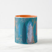 パーソナライズな装飾的な羽のデザイン マグカップ (中央)