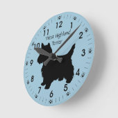 パーソナライズな西の高地テリア犬のシルエット ラウンド壁時計 (傾斜)