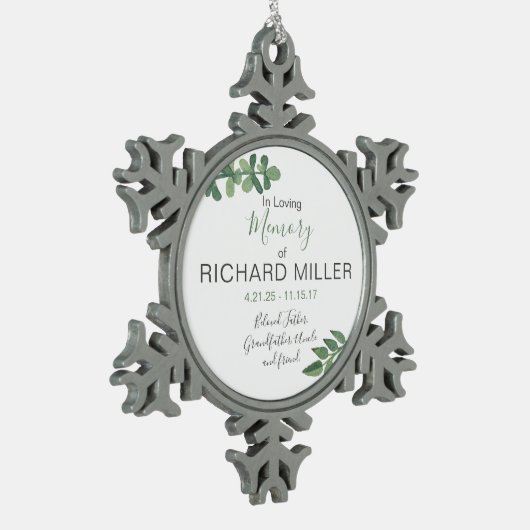 パーソナライズな記念の雪片のオーナメント スノーフレークピューターオーナメント (左)