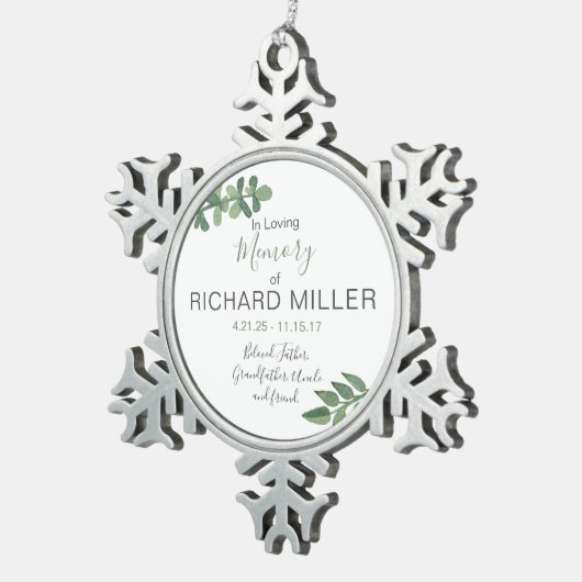 パーソナライズな記念の雪片のオーナメント スノーフレークピューターオーナメント (右)