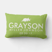 パーソナライズな誕生は恐竜のLumbarの枕を詳しく述べます ランバークッション (裏面)