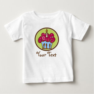 パーソナライズな誕生日のカップケーキのワイシャツ ベビーTシャツ