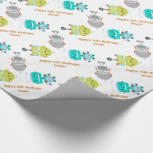 パーソナライズな誕生日のロボット ラッピングペーパー (角)