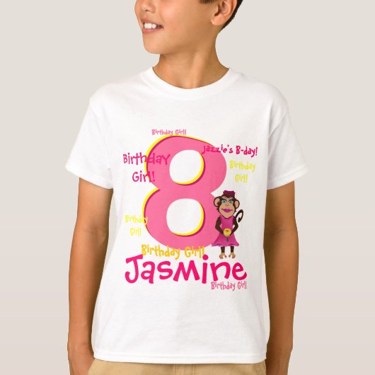 パーソナライズな誕生日の女の子のワイシャツ Tシャツ (正面)