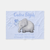 パーソナライズな誕生Statsのベビー象の子供部屋 フリースブランケット (正面(横))