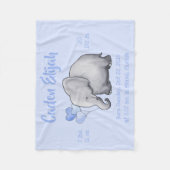 パーソナライズな誕生Statsのベビー象の子供部屋 フリースブランケット (正面)