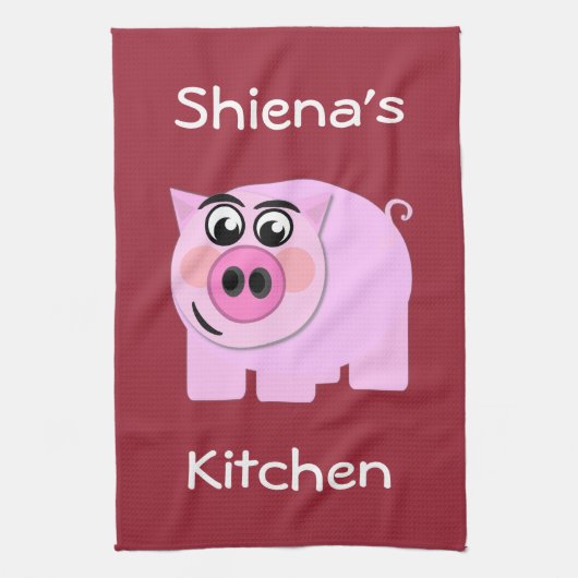 パーソナライズな豚のよう キッチンタオル (縦)