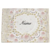 パーソナライズな貝殻および真珠 ラージペーパーバッグ (正面)