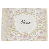 パーソナライズな貝殻および真珠 ラージペーパーバッグ (裏面)