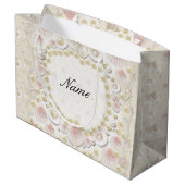 パーソナライズな貝殻および真珠 ラージペーパーバッグ (裏面アングル)
