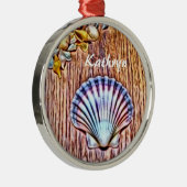 パーソナライズな貝殻のクリスマスツリーのオーナメント メタルオーナメント (右)