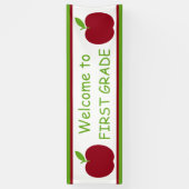 パーソナライズな赤いおよび緑の先生のApple 横断幕 (縦)