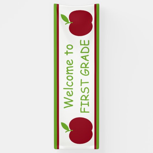 パーソナライズな赤いおよび緑の先生のApple 横断幕 (縦)