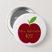 パーソナライズな赤いおよび緑の先生のApple 缶バッジ (正面&裏面)