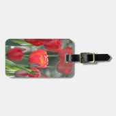 パーソナライズな赤いチューリップの荷物のラベル ラゲッジタグ (正面横)